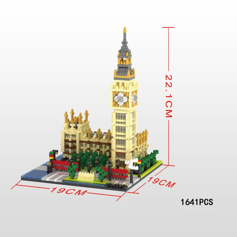 Всемирно известная архитектура Биг Бен nanobrick Elizabeth Tower Лондон Англия Великобритания микро алмаз строительный блок модель игрушки для подарков