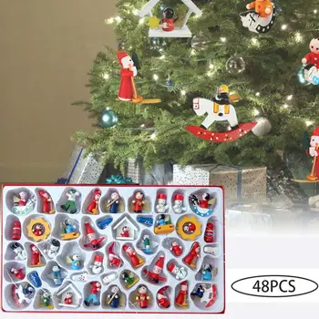 

48pcs Christmas Tree Decorations Small Hanging Dolls With Hooks Christmas Tree Pendant Holiday Wedding Party Decoration