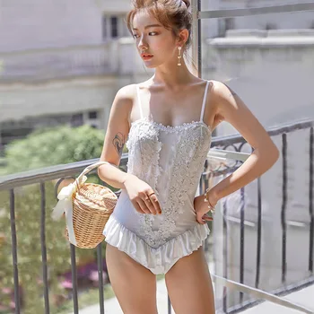 

Women Swimwear 2019 One Piece Swimsuit With Push Up Body For Surfing New Silk Sexy Perspective Fairy Cover Bubble Polyester