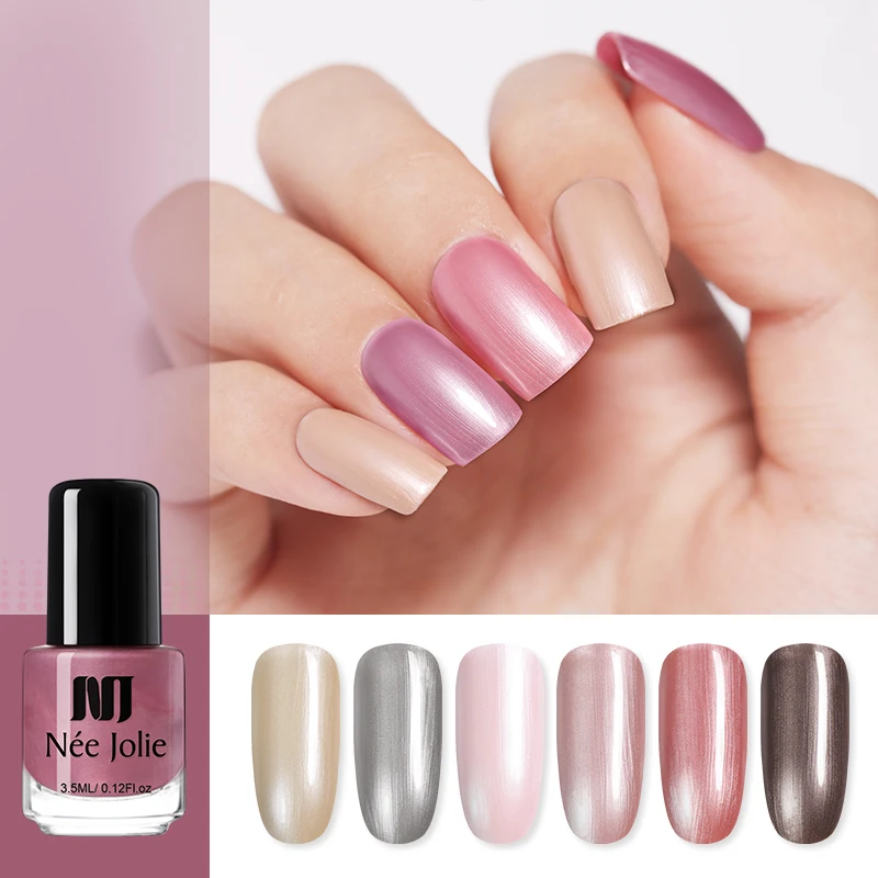 

NEE JOLIE 3.5ml Nail Polish Glimmer Pearly-lustre Colorful Shiny Nail Art Polish Varnish Nails Art Designs DIY Manicuring