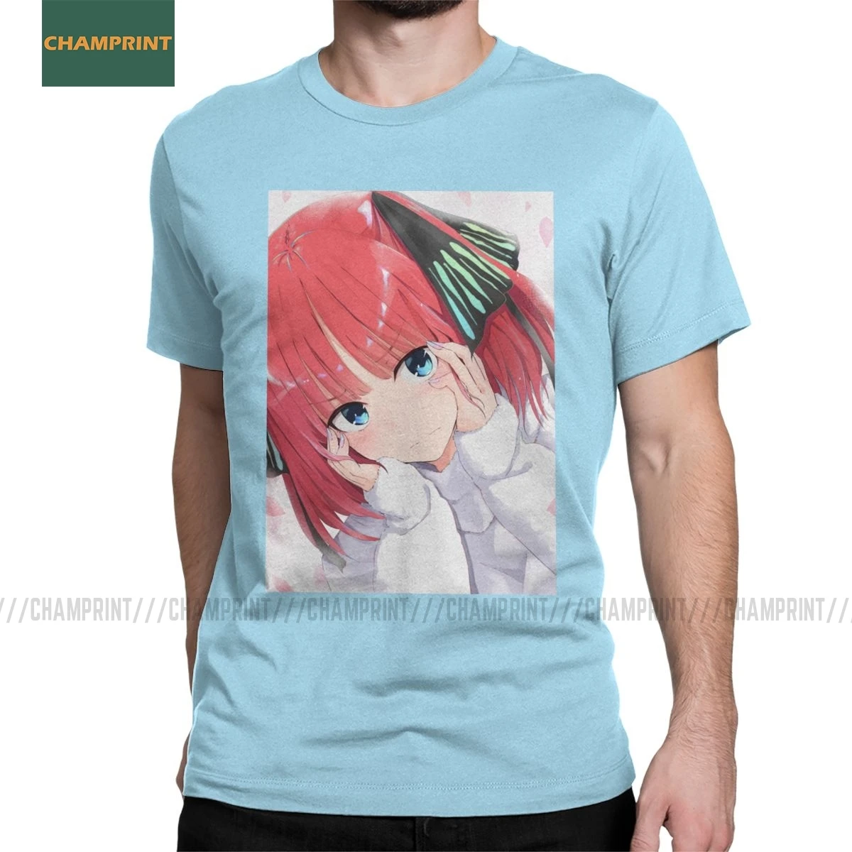 Men Nino Nakano The Quintessential Quintuplets T Shirts Hanayome Toubun Manga Cotton Tops Short Sleeve Tee Shirt 6XL T-Shirt | Мужская