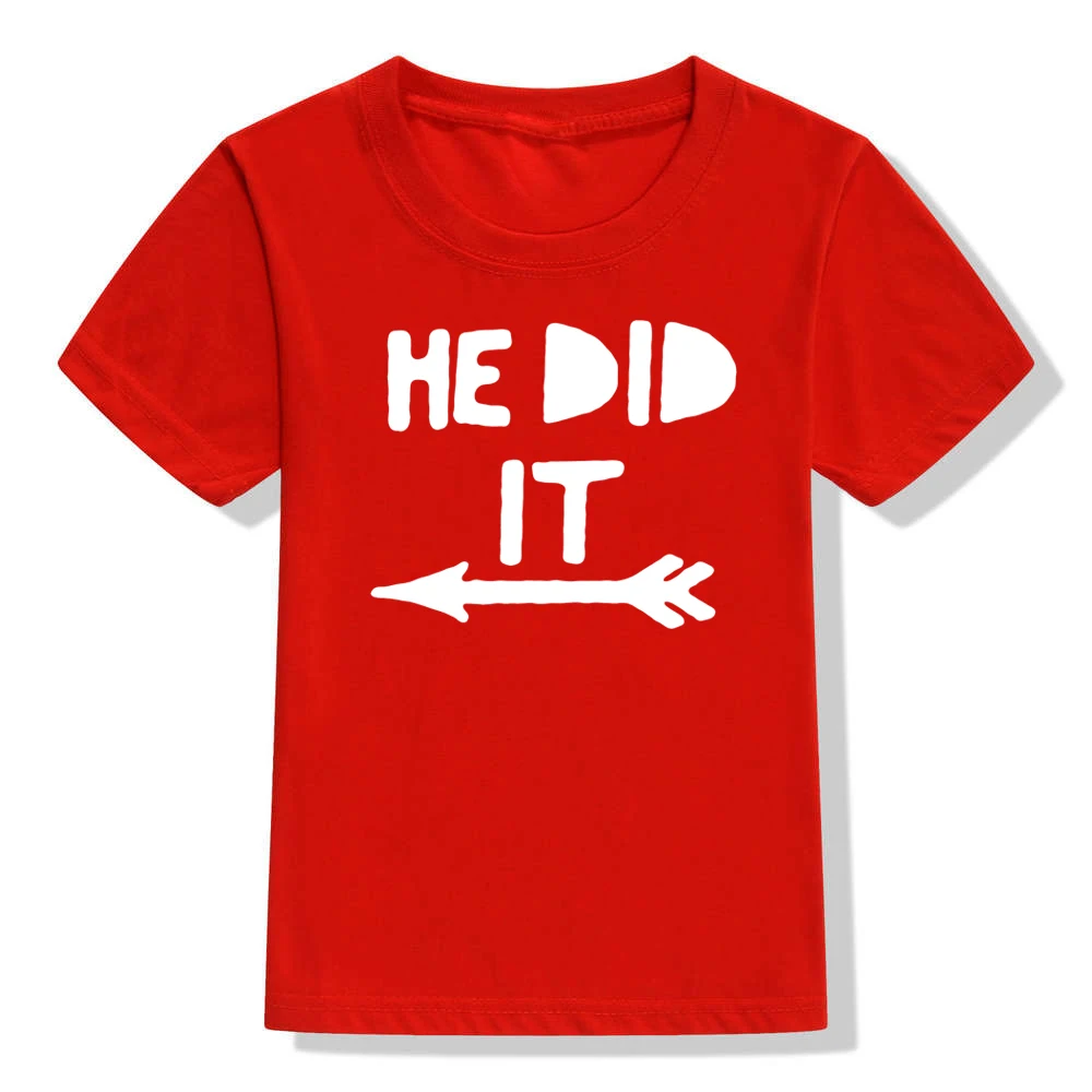 Забавная детская футболка с надписью «He Did It» одинаковая футболка для семьи с надписью «Siblings Brothers» для маленьких мальчиков модная футболка для мальчиков с надписью «Best Friends» верхняя одежда - Цвет: 52M4-KSTRD-