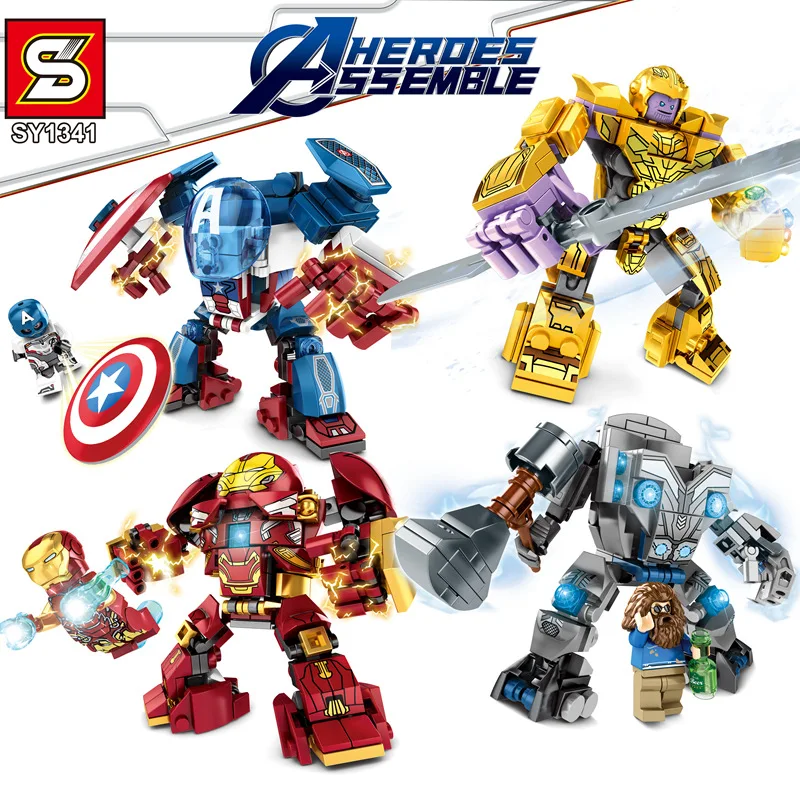 

SY1341 4 pieces / set of miracle superheroes Avengers Iron Man Hulk Captain America Buster Building Blocks Children's Toys Gifts