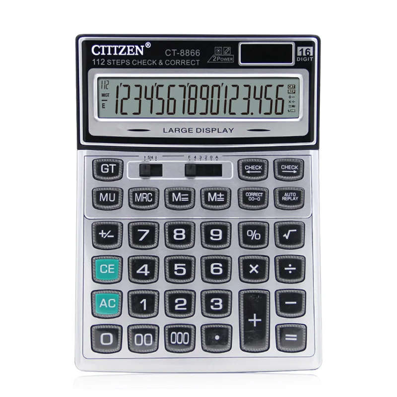 

Gtttzen Calculator Ct-8866 Large Button 16-Bit Big Screen Financial Large Size Office Supplies Desktop Dual Power