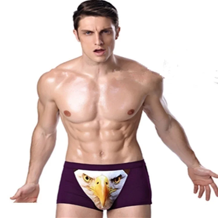Сексуальные мужские 3D трусы-боксеры с изображением волка орла, нижнее белье, шорты, трусы для невесты, девичника, вечерние, украшения