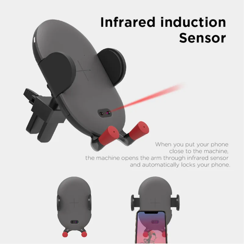 Универсальный автомобильный держатель с инфракрасным датчиком, фиксированный держатель для мобильного телефона, Беспроводная зарядка для мобильного телефона, автомобильные аксессуары