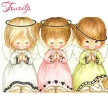 DIY, полная, алмазная вышивка, три ангела девочка, фото на заказ, алмазная живопись, вышивка крестом, Алмазная мозаика, украшение дома, Рождество