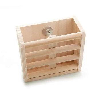 

Small Animals Cage Accessories- Rabbit Hay Feeder Rack,Natural Wooden Hay Manger, Hamster Gerbil Rat Lookout Platform Sport Play