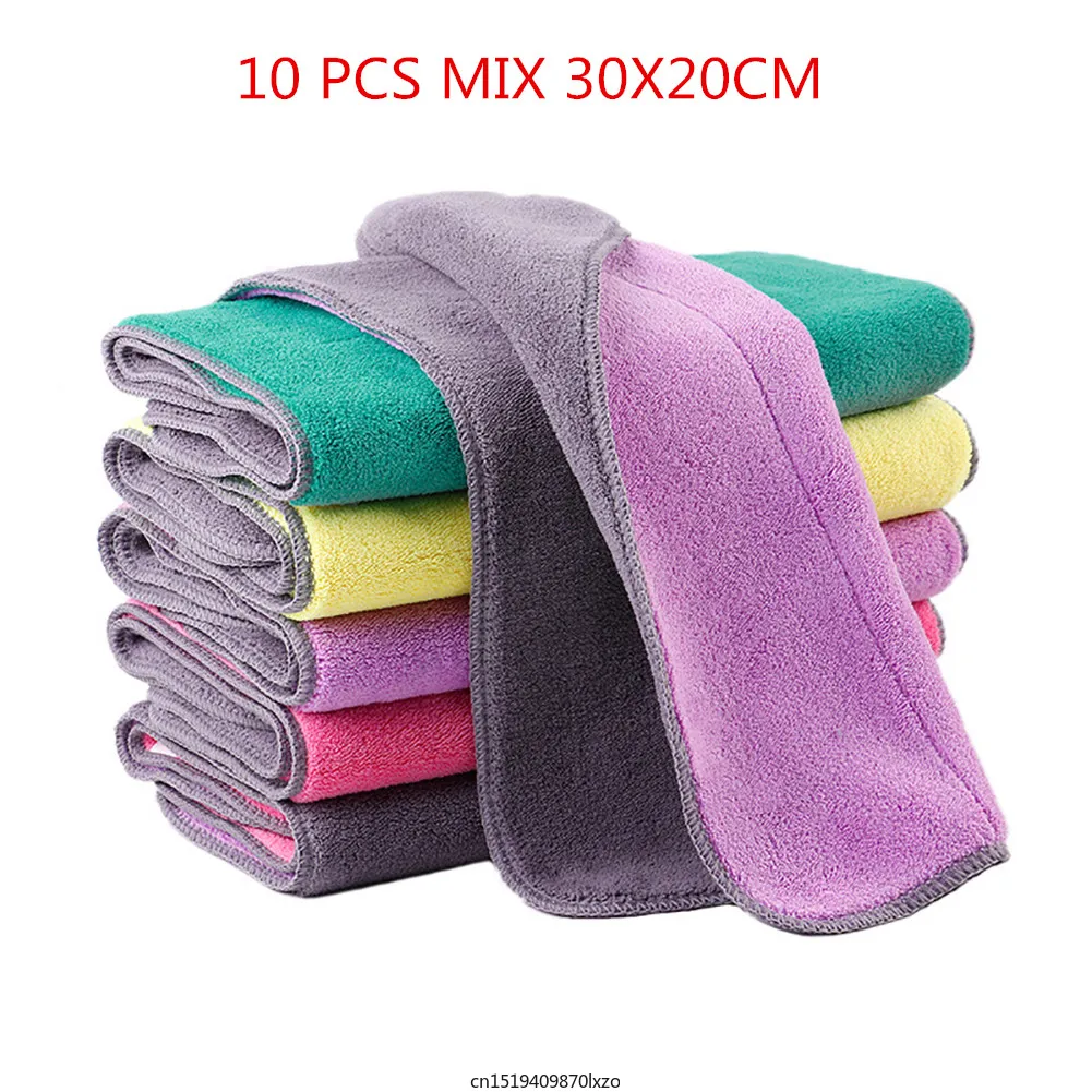 10 Pcs Lot Mixed Color Microfiber Car Cleaning Towel Kitchen Washing Polish Set 