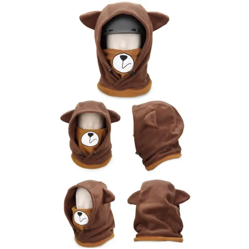 Children Warm Skiing Headgear Cartoon Animal Pattern Full Face Thermal Outdoor Protective Balaclava Hood Ski Cycling Mask Helmet