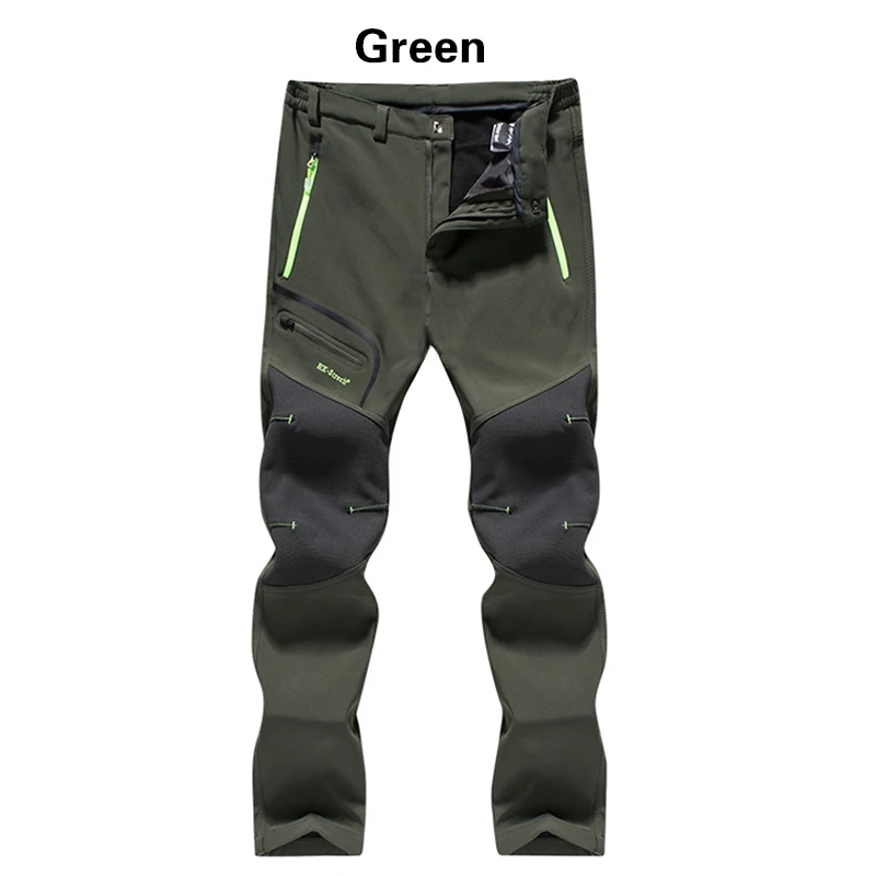 Зимние мужские и женские походные брюки для улицы флисовые брюки водонепроницаемые ветрозащитные треккинговые штаны для велоспорта, рыбалки, катания на лыжах флисовые брюки - Цвет: GREEN  Winter