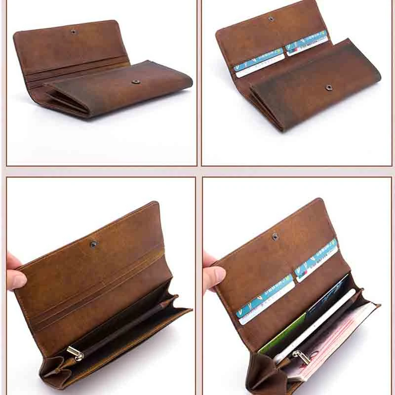 National Style Women Wallets With Phone Case Coin Purse Leather Female Long Clutch Bags Genuine Leather Women Wallet Card Holder
