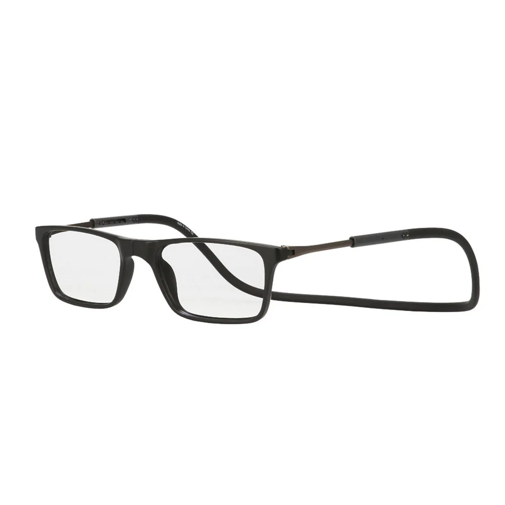 Модные женские и мужские Висячие шейные лупы силиконовые гибкие очки для чтения Магнитные очки для пресбиопии прозрачный считыватель+ 100+ 350 - Цвет оправы: Black