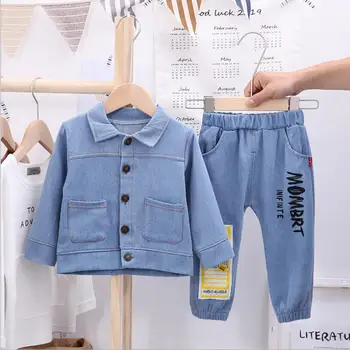 

Boys and girls autumn suit 2019 new style 1 baby summer suit children jeans two suits 3 children foreign tide 5 years old