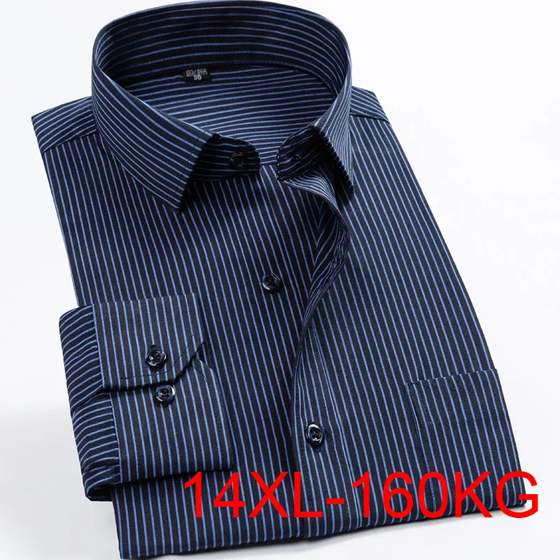 

Spring autumn Work Business Striped Men Shirt 14XL 160KG long Sleeve Large size oversize business Dress Shirt