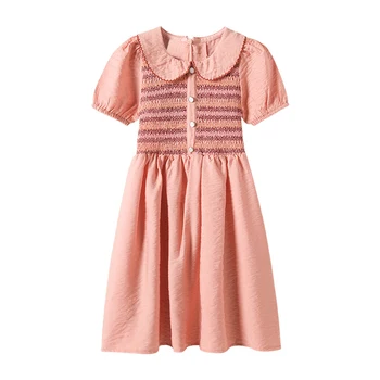 

vintage school short sleeve dress age for 4 - 14 years teenage girls 2020 new summer clothes casual big girls doll collar frocks