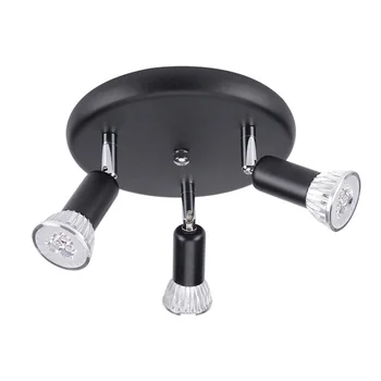 

Bathroom Kitchen Modern Bedroom LED Spotlight Round Angle Adjustable GU10 Ceiling Light 3 Heads Surface Mounted Home Decor Metal
