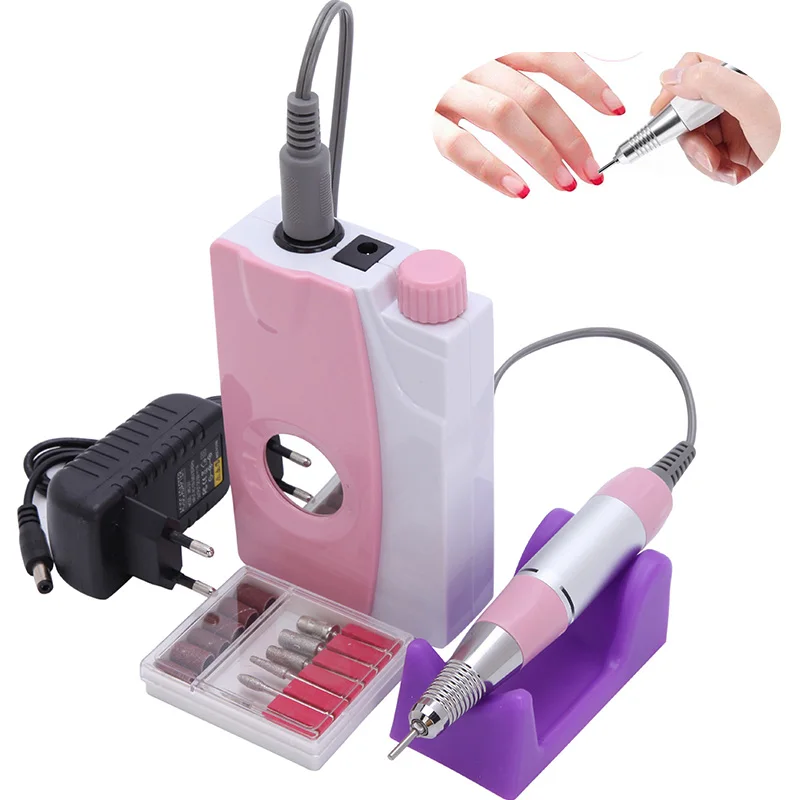 Мини-дрель для ногтей, портативная, перезаряжаемая, 25000 об/мин, электрическая пилка для полирования ногтей, машинка для маникюра, художественная дрель с ремнем