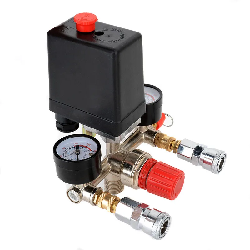 

Air Valve Manifold Pressure Gauge Control Regulator Compressor Universal Professional 90-120PSI Practical