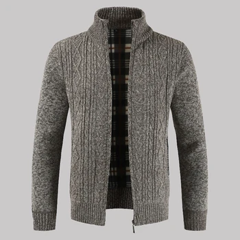 

Litthing Men's Sweaters Autumn Winter Warm Knitted Sweater Jackets Cardigan Coats Fashion Zipper Male Clothing Casual Knitwear