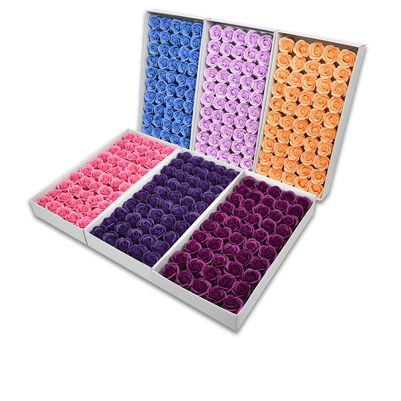 

50PCS Korean Three-layer Rose Soap Flower Head Artificial Flower Soap Flower Bouquet Making Gift Box Souvenir Decoration