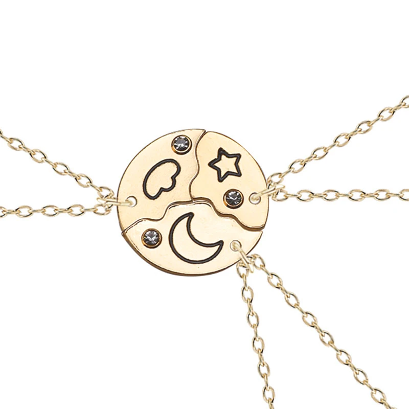 Best Selling Fashion Friend Necklace Round Splicing Moon Star Zinc Alloy Pendant Men And Women Friendship BFF Jewelry Gift | Украшения и