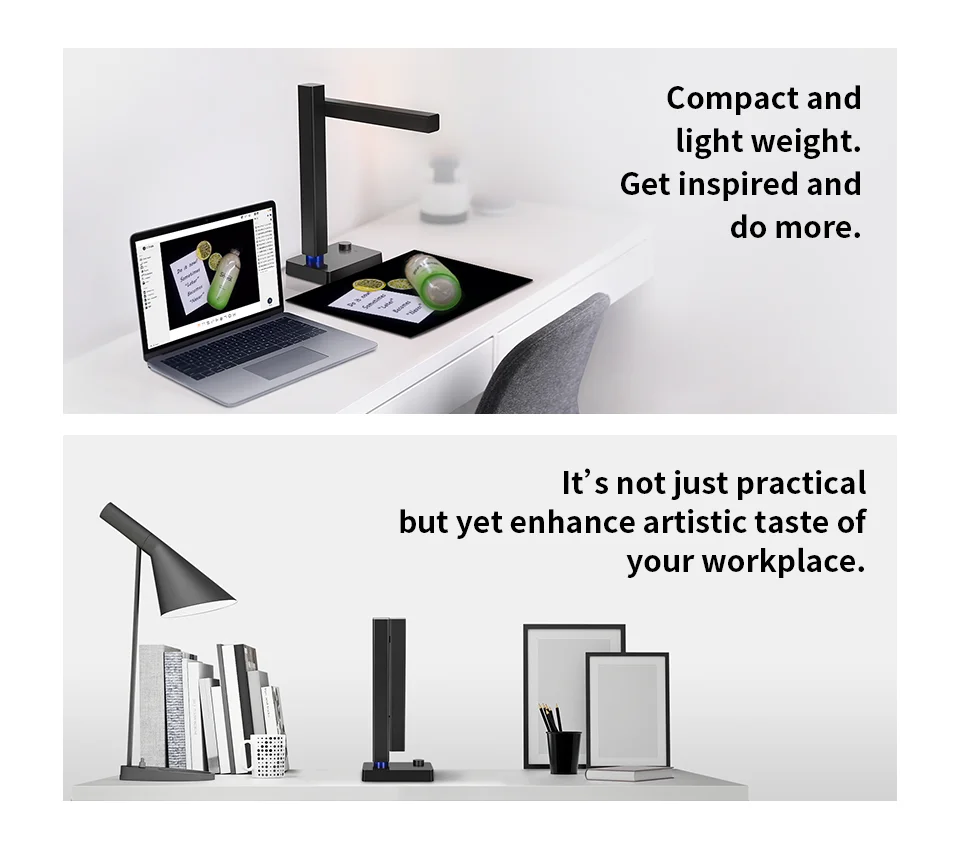 CZUR Document Camera Shine 800 Pro Capture Max A4 Size for Teaching Learning, Document Scanner for Invoice Scan with OCR
