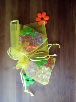 

20pcs yellow organza gift bags 13x18cm party bags for women event wed Drawstring bag Jewelry Display Bag Pouch diy accessories