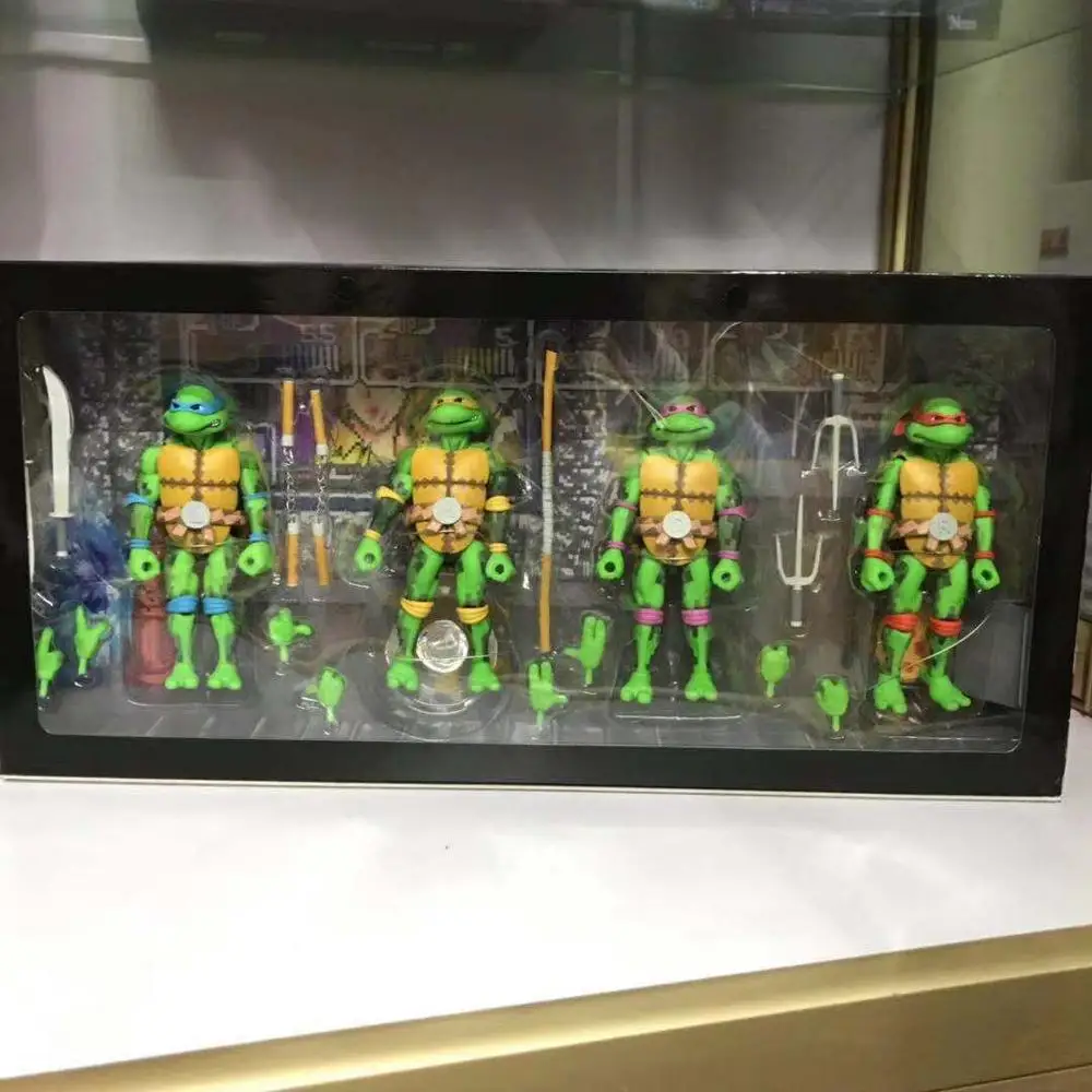 " набор из 4 NECA SDCC Ограниченная серия черепахи Рафаэль леonardo Michelangelo Donatello Шредер фигурка игрушка для детей подарок - Цвет: in box  A