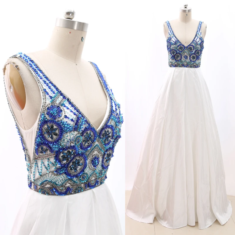 Macloth Wit A-lijn V-hals Floor-Lengte Lange Crystal Tulle Prom Jurken Jurk M 268492 Klaring Macloth Wit A-lijn V-hals Floor-Lengte Lange Crystal Tulle Prom Jurken Jurk M 268492 Klaring