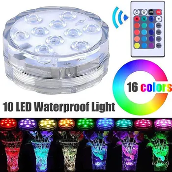 

10/13 LED underwater lighting Outdoor Party Garden Decoration Remote Controlled RGB Submersible Light Battery Operated