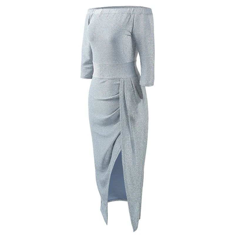 Yaxez, блестящее длинное платье, сексуальные, вечерние, для женщин, Vestidos, элегантные, красные, на плечах, с высокой талией, с разрезом, облегающее, одноцветное, обёрточная бумага, с блестками, платья