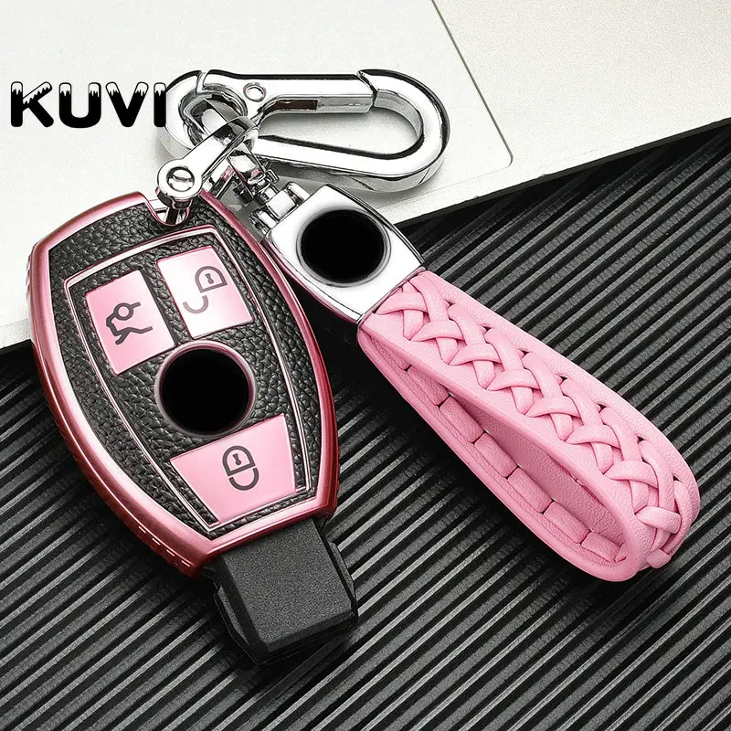 Mercedes A B C E Car Key Cover Hot Pink Luxury Designer Key Ring 