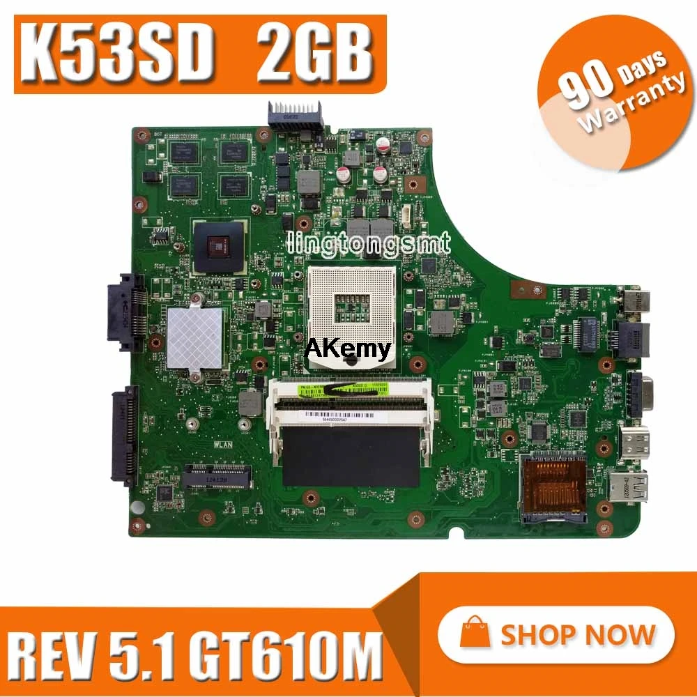 For ASUS K53SD K53S A53S Laptop motherboard Mainboard K53SD Motherboard test 100% OK Motherboard GT
