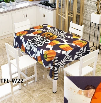 

Halloween Pumpkin Lantern Tablecloth Skull Pattern for Children Polyester Comfortable Waterproof Table Cloth Cover for Home