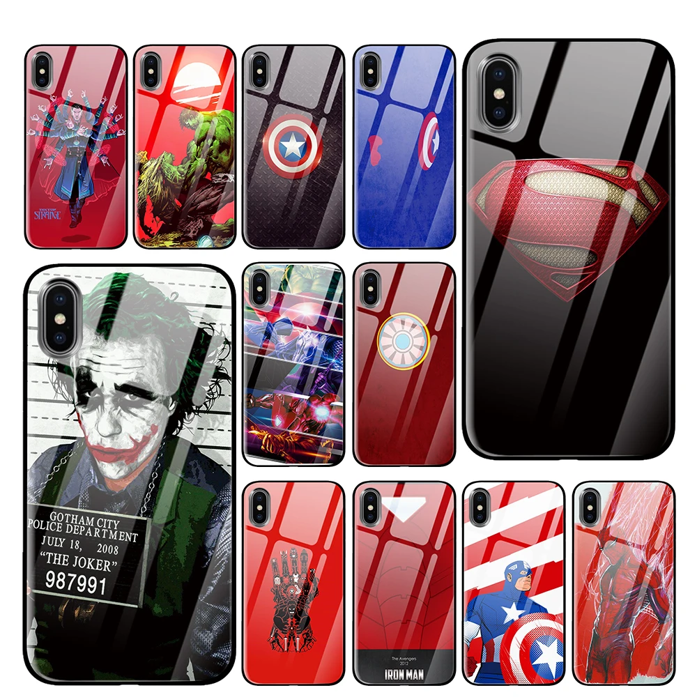 Для DC Marvel закаленное Стекло Роскошный чехол для iPhone 5 5S 6 6s 7 8 Plus X XS XR 11 Pro Max |