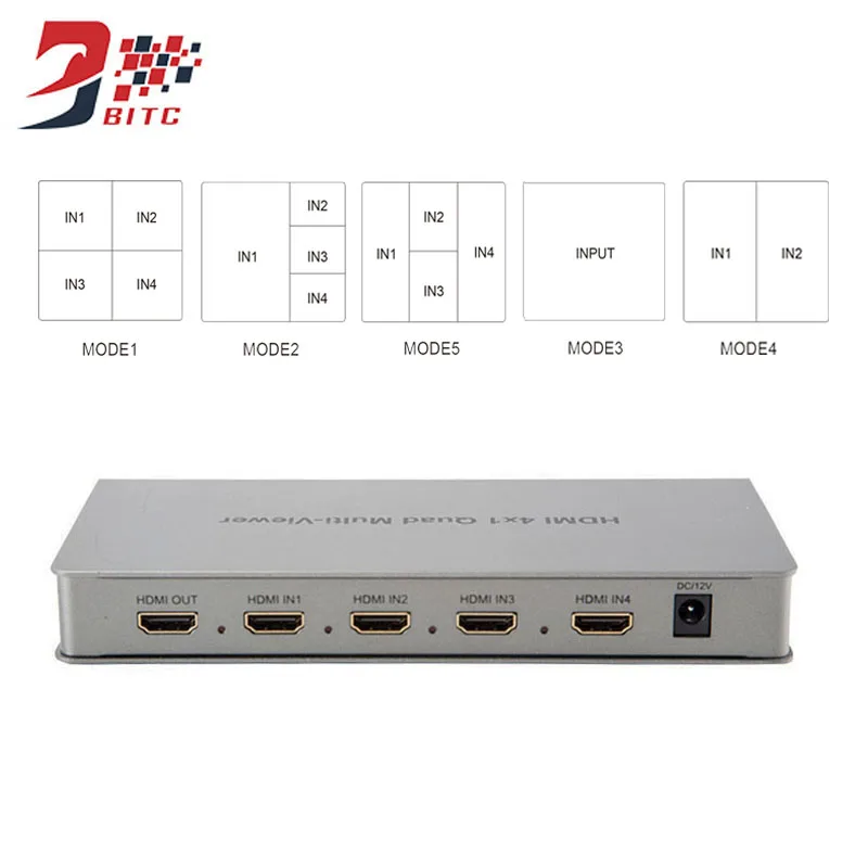 HDMI 4x1 Quad Multi-Viewer конвертер с бесшовными коммутатор 4 HD цифровой видеосигнал до 1 экран 1080 p для ПК PS3 DVD STB