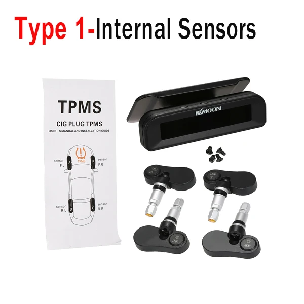 KKmoon ЖК-дисплей TPMS система контроля давления в шинах солнечный датчик давления в шинах 4 внутренняя и внешняя датчики сигнализации - Цвет: Type 1-Internal