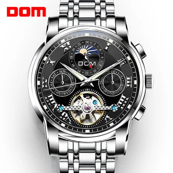 

DOM Men Mechanical Watch Self-Wind Stainless Steel Watch Vintage Elegant Waterproof Skeleton Watches Relogio Men M-75D-1MH
