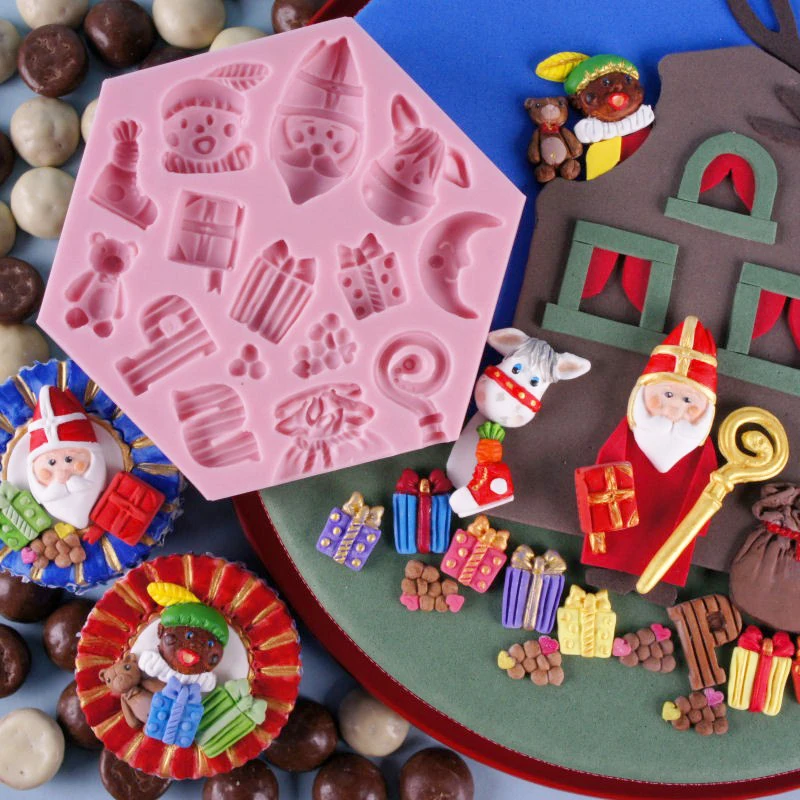 New Cartoon Silicone Fondant Mold British Style Saint Nicholas Candy Chocolate Mould Baby Party Cupcake Cake Decorating Tool