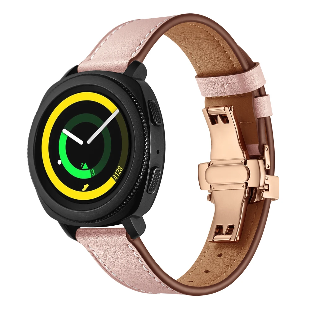 UEBN 20 мм роза застежка-бабочка кожаный ремешок для samsung Galaxy Watch 42 мм активный 2 Браслет ремешок для Шестерни S2 спортивный ремешок для часов