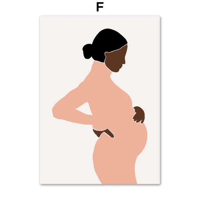 Pregnant Woman Mother Baby Illustration Nordic Posters And Prints Wall Art Canvas Painting Wall Pictures For Living Room Decor F