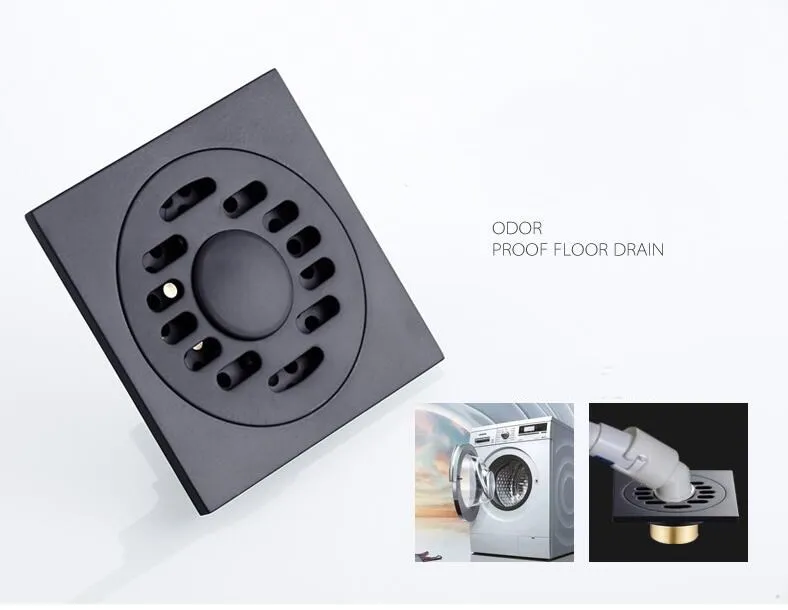 Shower Drains Square Bath Drains Strainer Hair Antique Brass Black Bathroom Floor Drain Waste Grate Drain