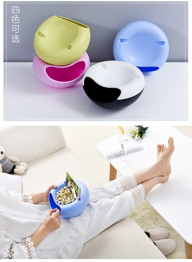 Plastic Lazy Double Layer Melon Seeds Plate Dried Fruit Tray Fruit Plate Creative Living Room Sunflower Seed Candy Dish Seed Box