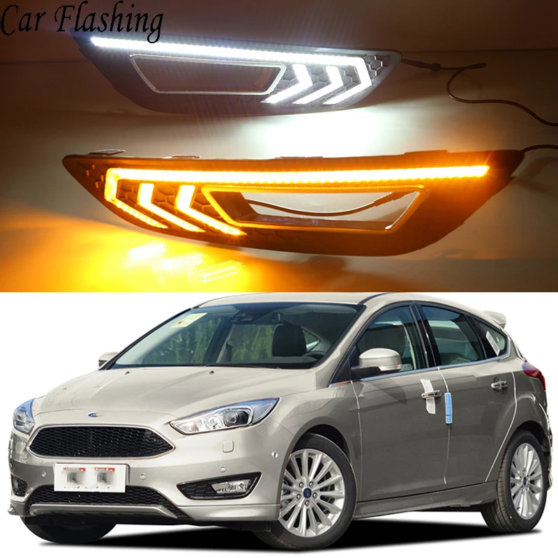 1pair For Ford Focus 3 Mk3 2015 2016 2017 2018 Led Drl Daytime Running