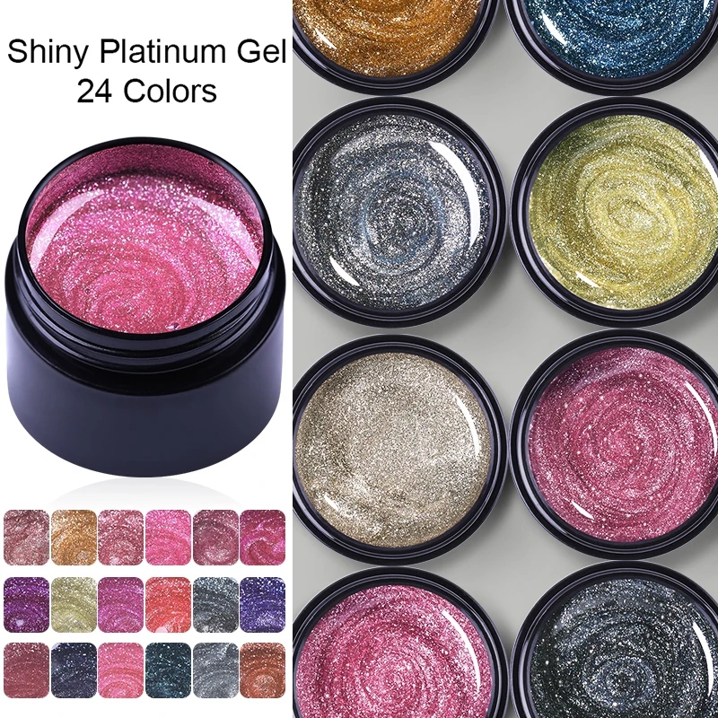 LEMOOC гибридные лаки для ногтей УФ Гель-лак с блестками Платиновый лак верхнее