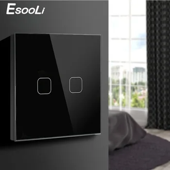 

Esooli Touch Switch For LED Light Bulb AC 220V 230V EU/UK Standard 2/1 Gang 1 Way Wall Touch Screen Switch Crystal Glass