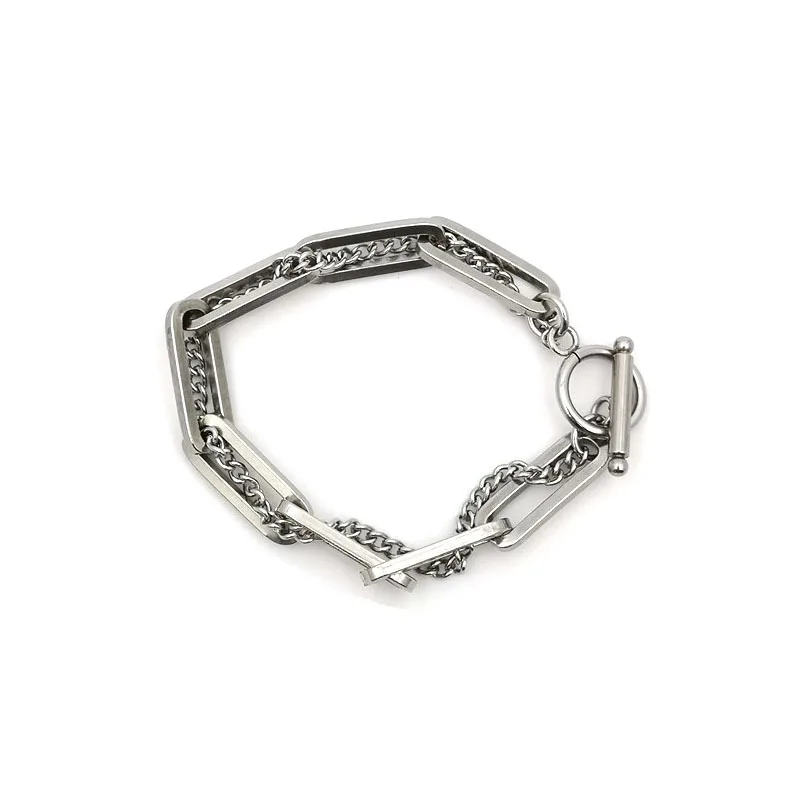 Модный двухслойный браслет из нержавеющей стали и титана для мужчин женщин