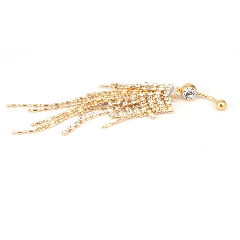 Charm Long Tassel Piercing Navel Pendant Earrings Beads Dangle Belly Button Rings Bohemian Bar Party Body Piercing Jewelry