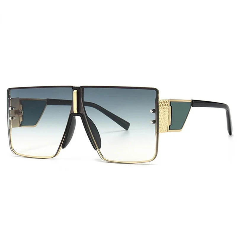 

Солнцезащитные очки без оправы UV400 для мужчин и женщин, металлические большие квадратные брендовые дизайнерские солнечные очки с градиентом, с защитой от ультрафиолета, зеленые